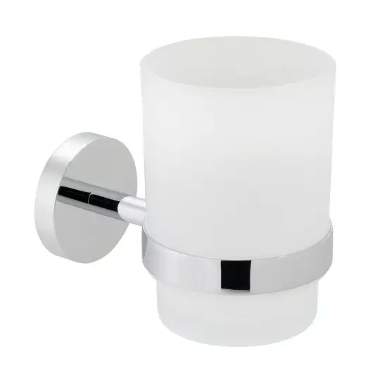 Vado Spa Frosted Glass Tumbler and Holder - Chrome - SPA - 183 - C/P - TAP 'N' SHOWER