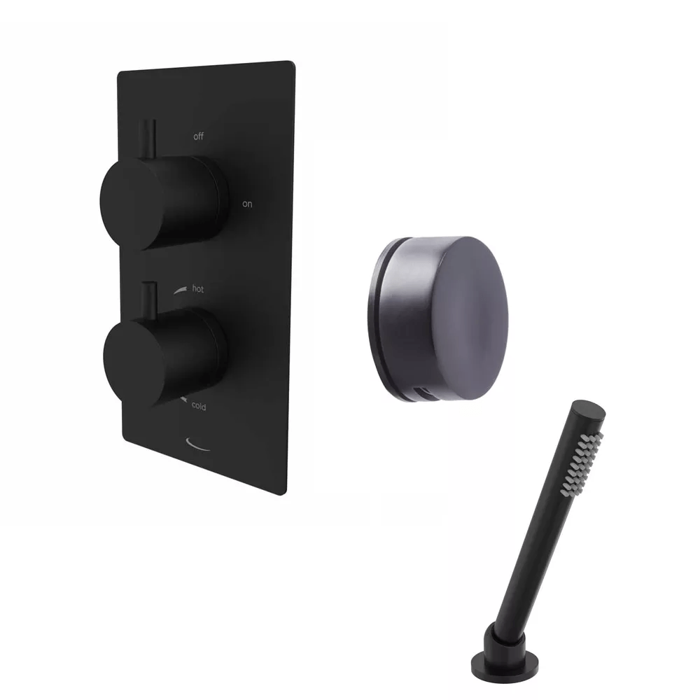 Tavistock Quantum Dual Function Shower System With Overflow Bath Filler And Deck Mounted Handset - Black - SQT1618 - TAP 'N' SHOWER