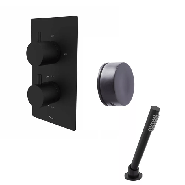 Tavistock Quantum Dual Function Shower System With Overflow Bath Filler And Deck Mounted Handset - Black - SQT1618 - TAP 'N' SHOWER
