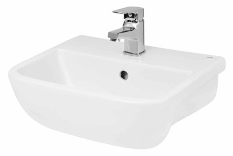 Hudson Reed Aria white semi recessed basin 420mm wide with single tap hole and chrome mixer tap