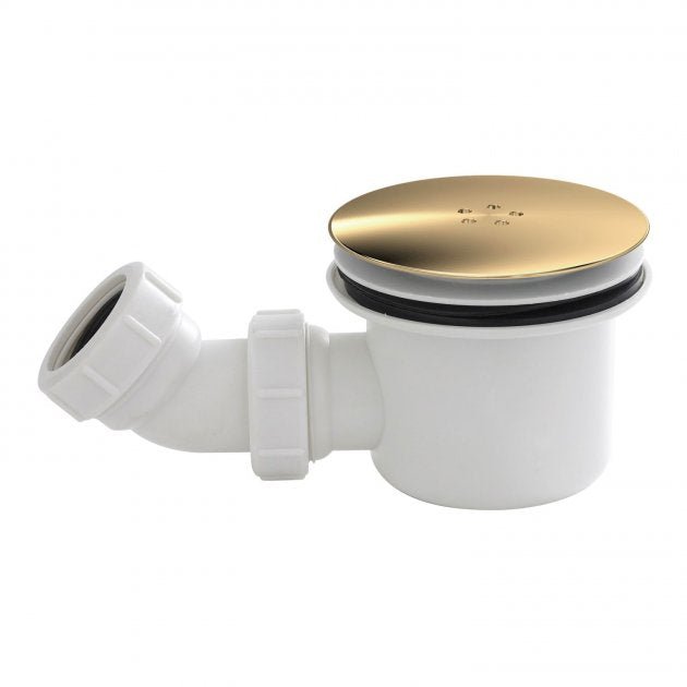 Hudson Reed White Fast Flow Shower Tray Waste with Brushed Brass Cover 90mm - STW005 - TAP 'N' SHOWER