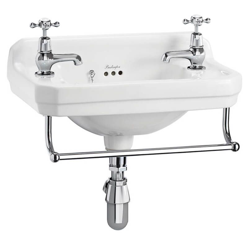 Burlington Chrome Towel Rail for 51cm Cloakroom Basin - T6CHR - TAP 'N' SHOWER