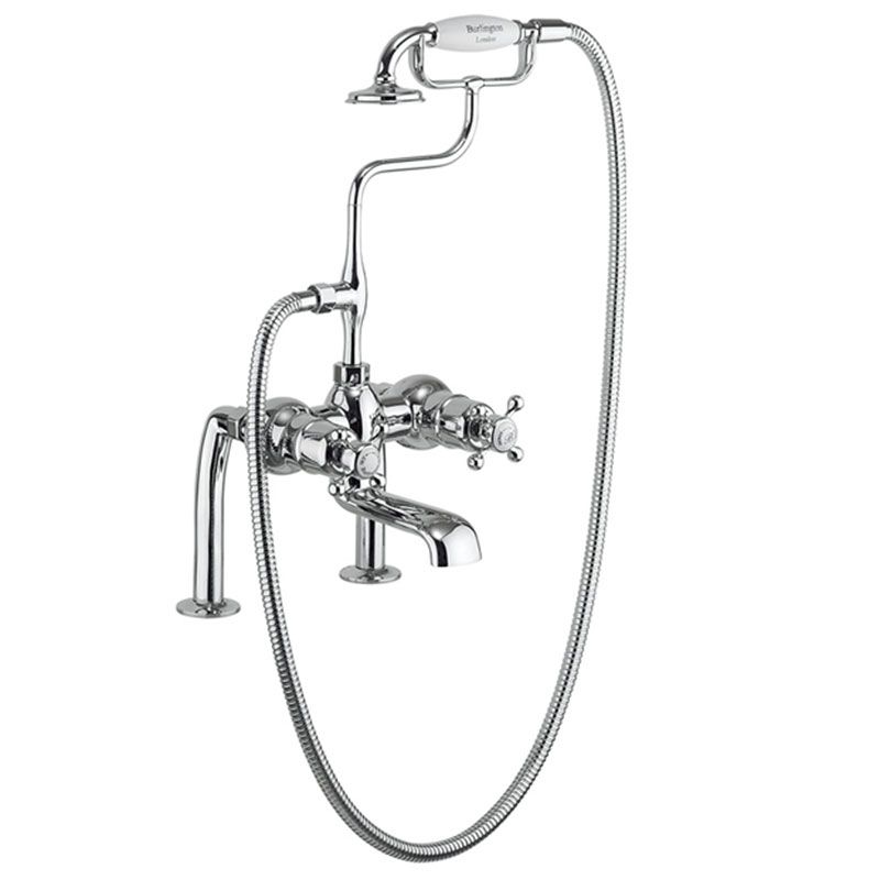 Burlington Tay Chrome Thermostatic Bath Shower Mixer Deck Mounted & Handset - T2DB - TAP 'N' SHOWER