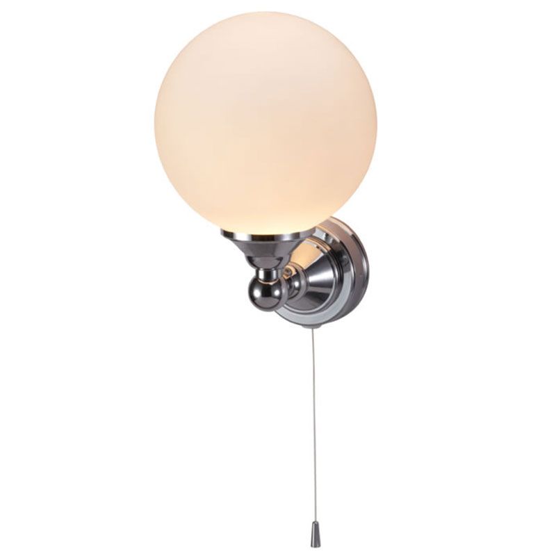 Burlington Edwardian Chrome Single Round Light with Pull Cord - T50 - TAP 'N' SHOWER