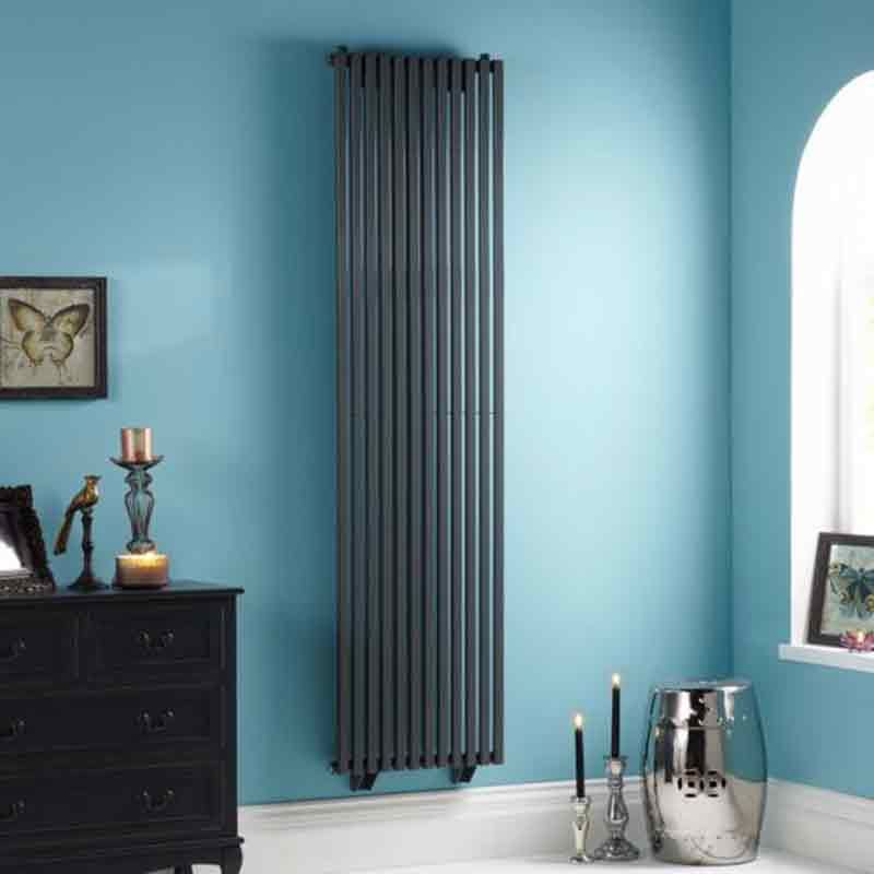 Towelrads Oxfordshire Vertical Straight Hot Water Radiator 1800mm High x 465mm Wide - Gun Metal - 120947 - TAP 'N' SHOWER