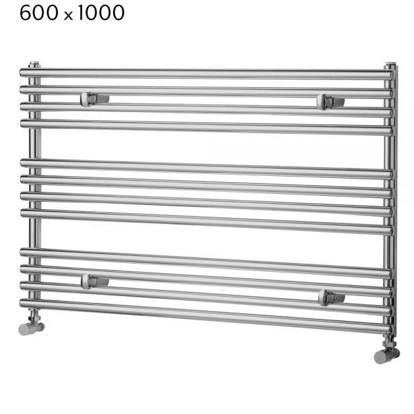 Towelrads Iridio Horizontal Straight Heated Towel Rail 600mm High x1000mm Wide - Chrome - 120970 - TAP 'N' SHOWER