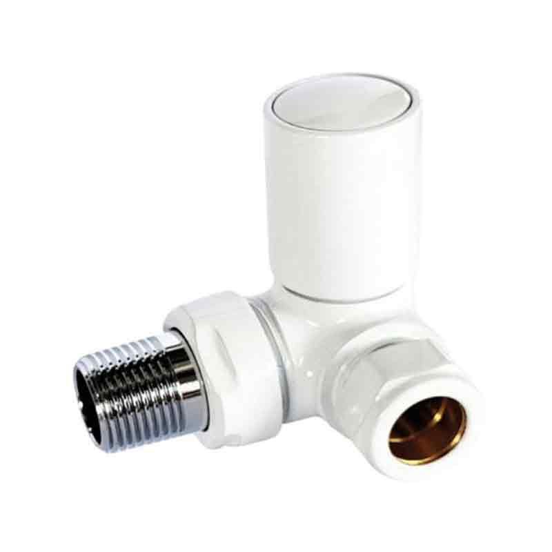 Towelrads Corner Round Manual Valve & Lockshield - White - 121021 - TAP 'N' SHOWER