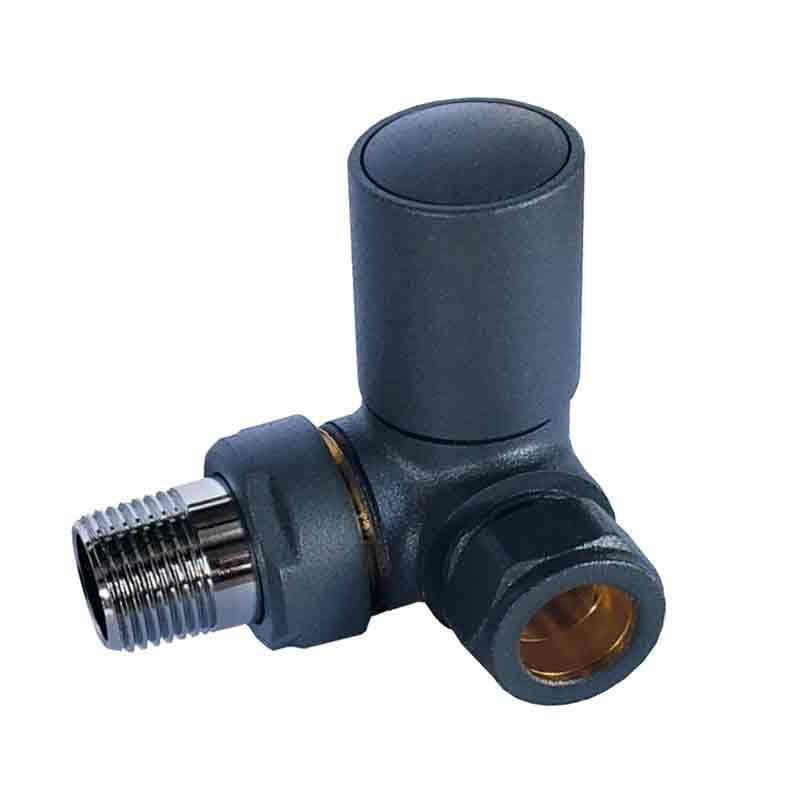 Towelrads Corner Round Manual Valve & Lockshield - Anthracite - 121022 - TAP 'N' SHOWER