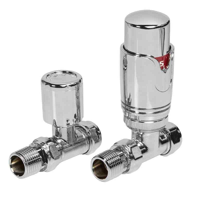 Towelrads Straight TRV and Lockshield Radiator Valve - Chrome - 125006 - TAP 'N' SHOWER