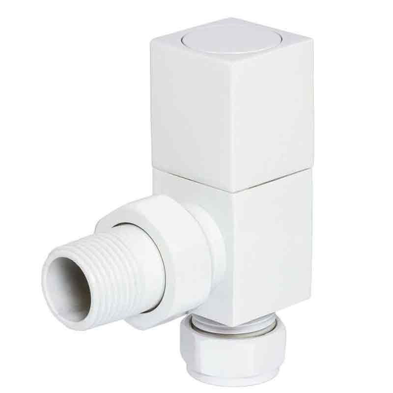 Towelrads Square Angled Manual Radiator Valve - White - 129010 - TAP 'N' SHOWER