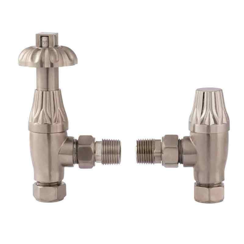 Towelrads Westminster Angled TRV Traditional Radiator Valve - Brushed Nickel - 129028 - TAP 'N' SHOWER