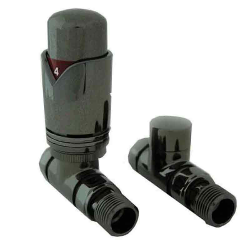 Towelrads Straight TRV and Lockshield - Black Nickel - 129040 - TAP 'N' SHOWER