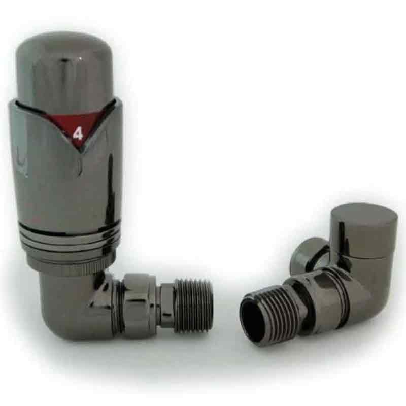 Towelrads Corner TRV Valve and Lockshield - Black Nickel - 129043 - TAP 'N' SHOWER