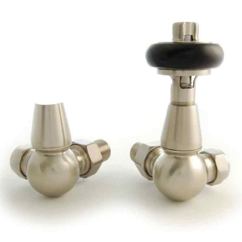 Towelrads Corner Manual Valve & Lockshield - Satin Brushed Nickel - 129049 - TAP 'N' SHOWER