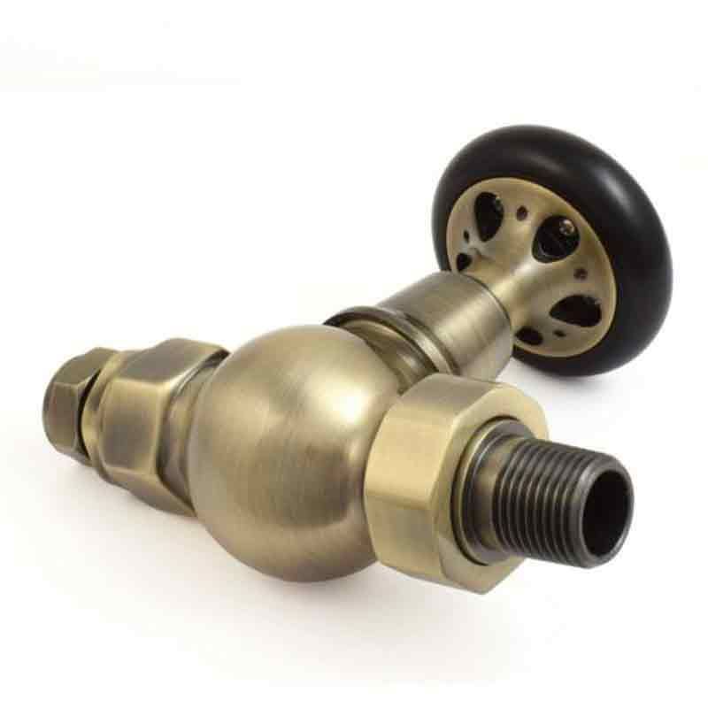 Towelrads Straight Manual Valve & Lockshield - Antique Brass - 129096 - TAP 'N' SHOWER