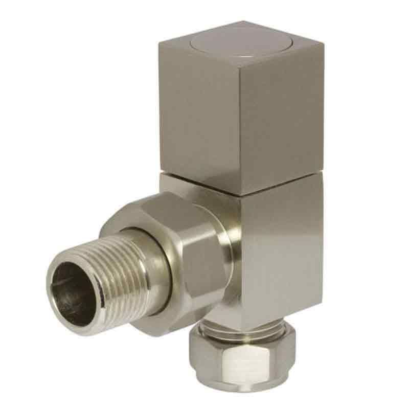Towelrads Angled Square Manual Valve & Lockshield - Brushed Nickel - 129111 - TAP 'N' SHOWER