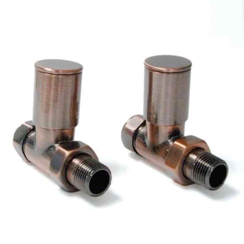 Towelrads Straight Manual Valve & Lockshield - Antique Copper - 129151 - TAP 'N' SHOWER