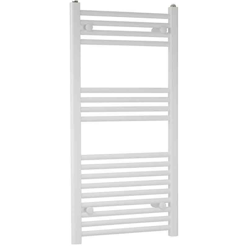 Towelrads Independent Straight Heated Towel Rail 1000mm High x 600mm Wide - White - 130014 - TAP 'N' SHOWER