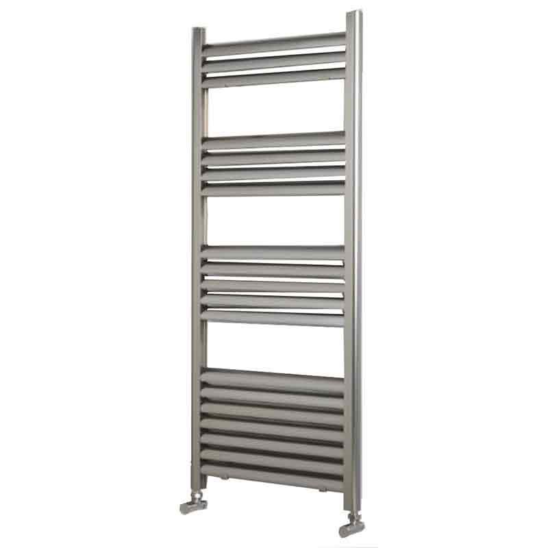 Towelrads Eton Straight Heated Towel Rail 1200mm High x 500mm Wide - Brushed Aluminium - 136058 - TAP 'N' SHOWER