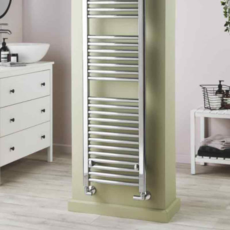 Towelrads Pisa Curved Heated Towel Rail 800mm High x 500mm Wide - Chrome - 140042 - TAP 'N' SHOWER