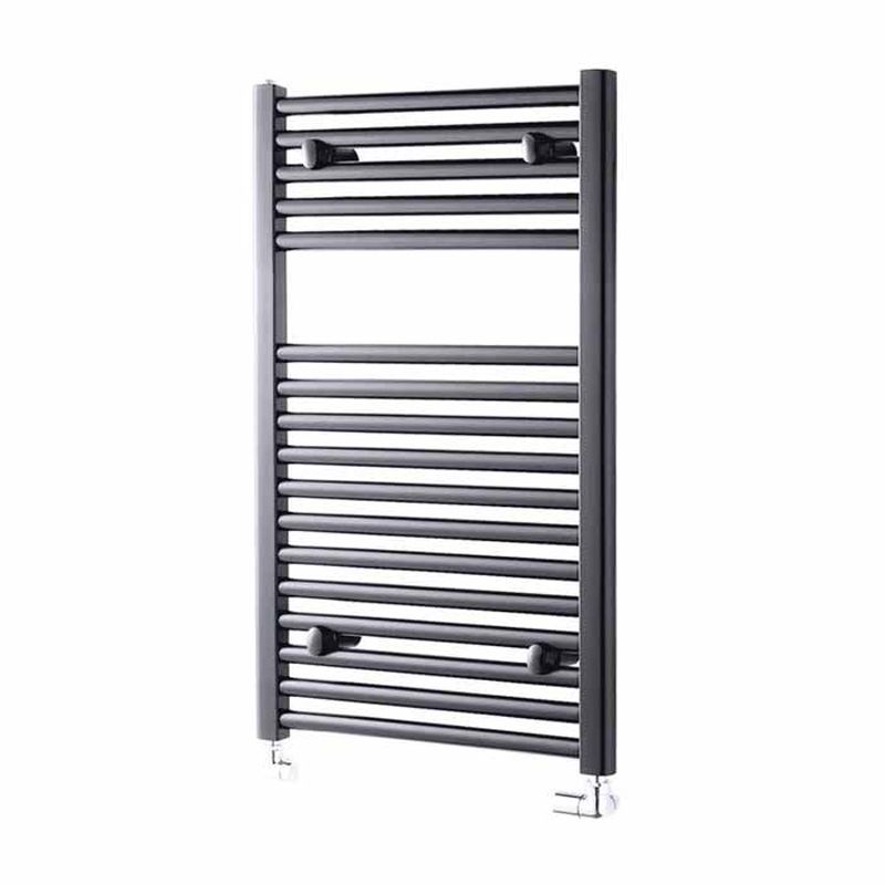 Towelrads Pisa Straight Heated Towel Rail 800mm High x 600mm Wide - Anthracite - 150003 - TAP 'N' SHOWER