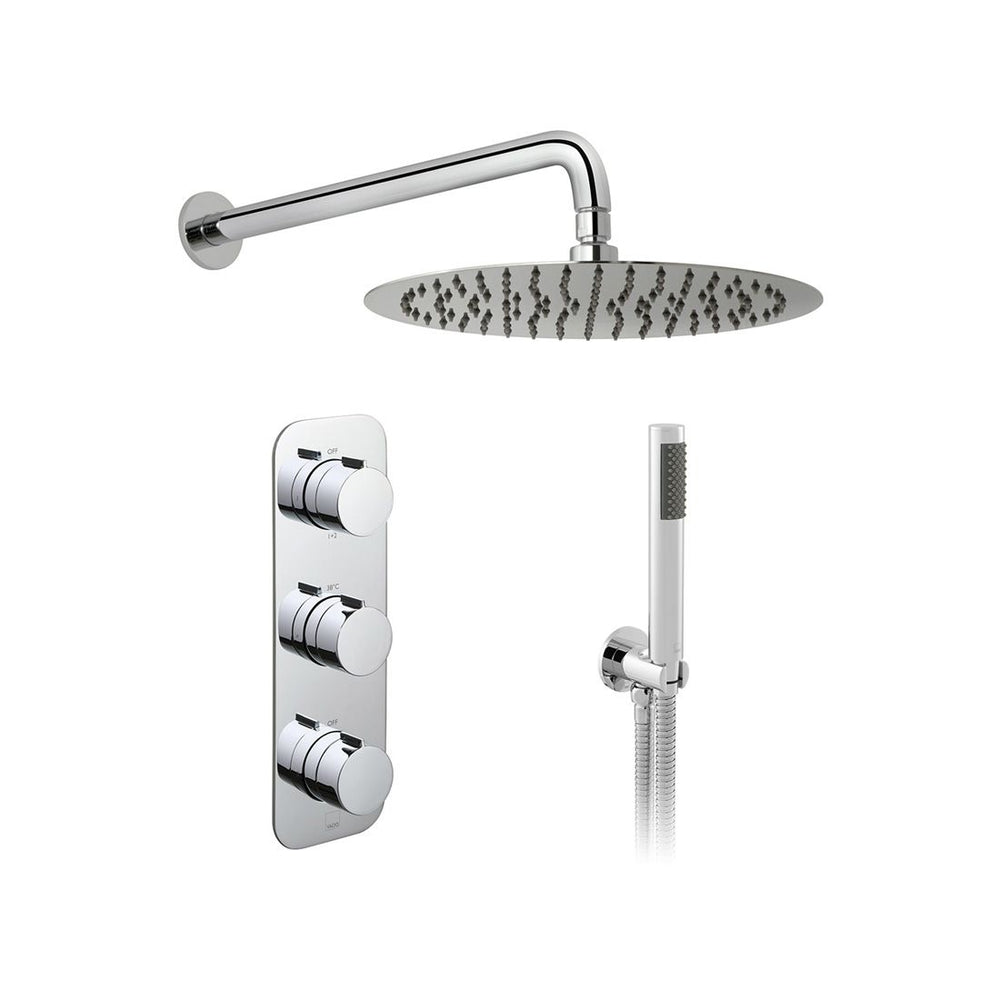Vado Tablet 2 Outlet Concealed Thermostatic Valve with Fixed Shower Head and Slide Rail Shower Kit - Chrome - TAB - 1743/ALT - CP - TAP 'N' SHOWER