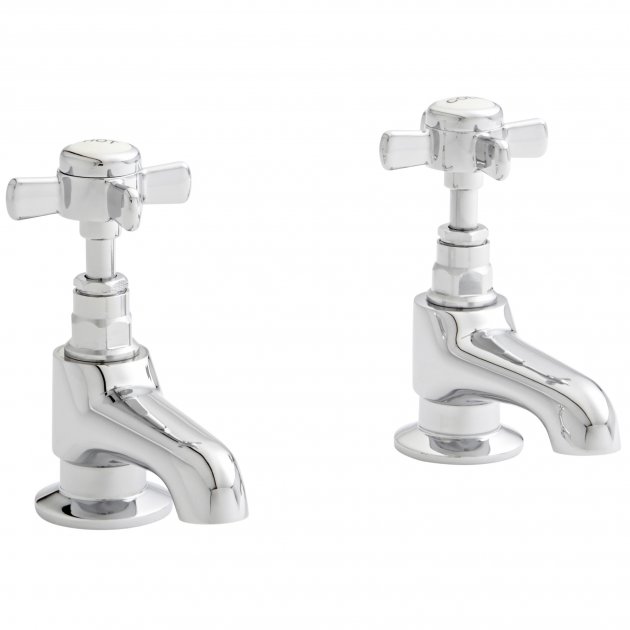 Kartell Klassique Pair Basin Pillar Taps - Polished Chrome - TAP103KL - TAP 'N' SHOWER
