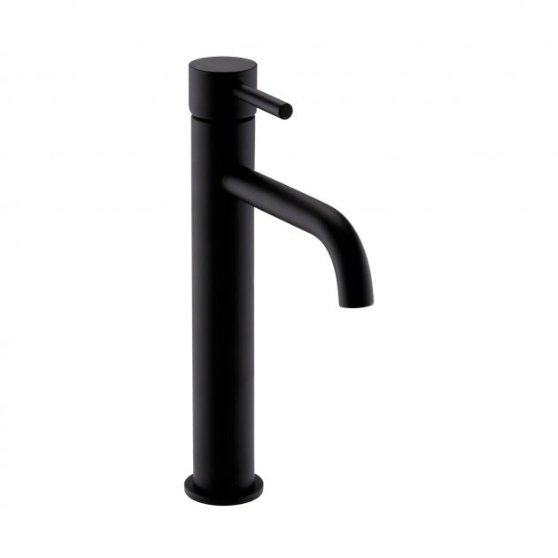 Kartell Nero Round Hi - Rise Mono Basin Mixer Tap - Matt Black - TAP153NR - TAP 'N' SHOWER
