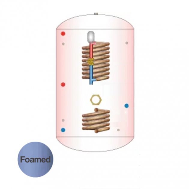 Telford Tristar Thermal Store 1200mm x 450mm Sealed System Solar Cylinder - 160 Litre - Blue - TSS160/2433 - TAP 'N' SHOWER