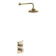 Burlington Trent Thermostatic Concealed Single Outlet Shower Valve with Fixed Shower Arm - Gold/White - TF1SGOLD - TAP 'N' SHOWER