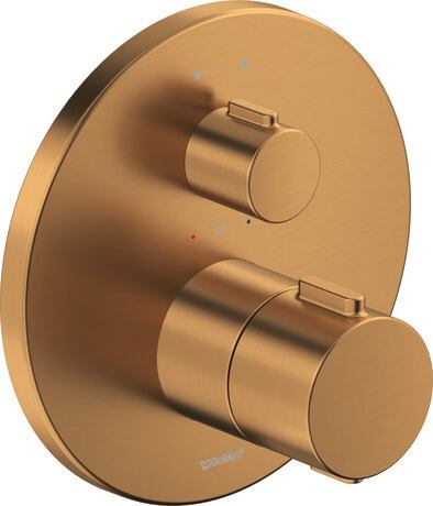 Duravit 2 Outlet Single Lever Thermostatic Shower Mixer - Polished Gold - TH4200014034 - TAP 'N' SHOWER