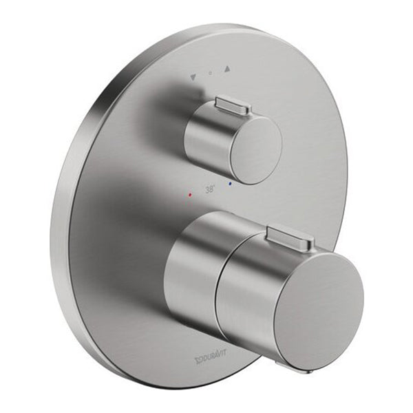 Duravit 2 Outlet Single Lever Thermostatic Shower Mixer - Stainless Steel - TH4200014070 - TAP 'N' SHOWER