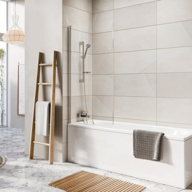 Scudo Thalia Single Panel Bathscreen 8mm - Chrome - THALIASINGLECHR - TAP 'N' SHOWER