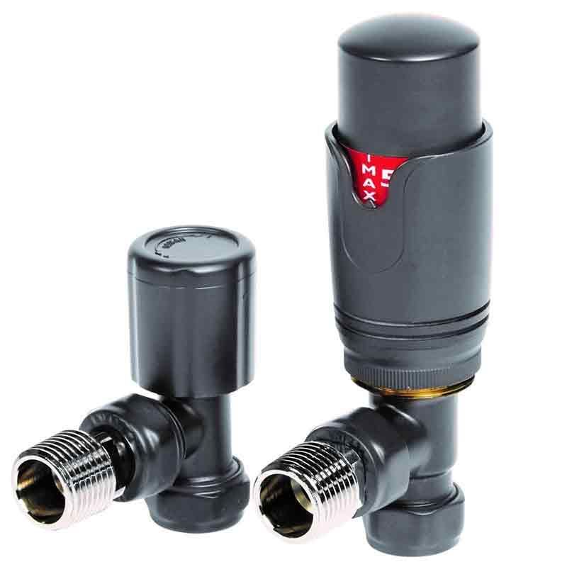 Towelrads Angled TRV Radiator Valve and Lockshield - Anthracite - 125025 - TAP 'N' SHOWER