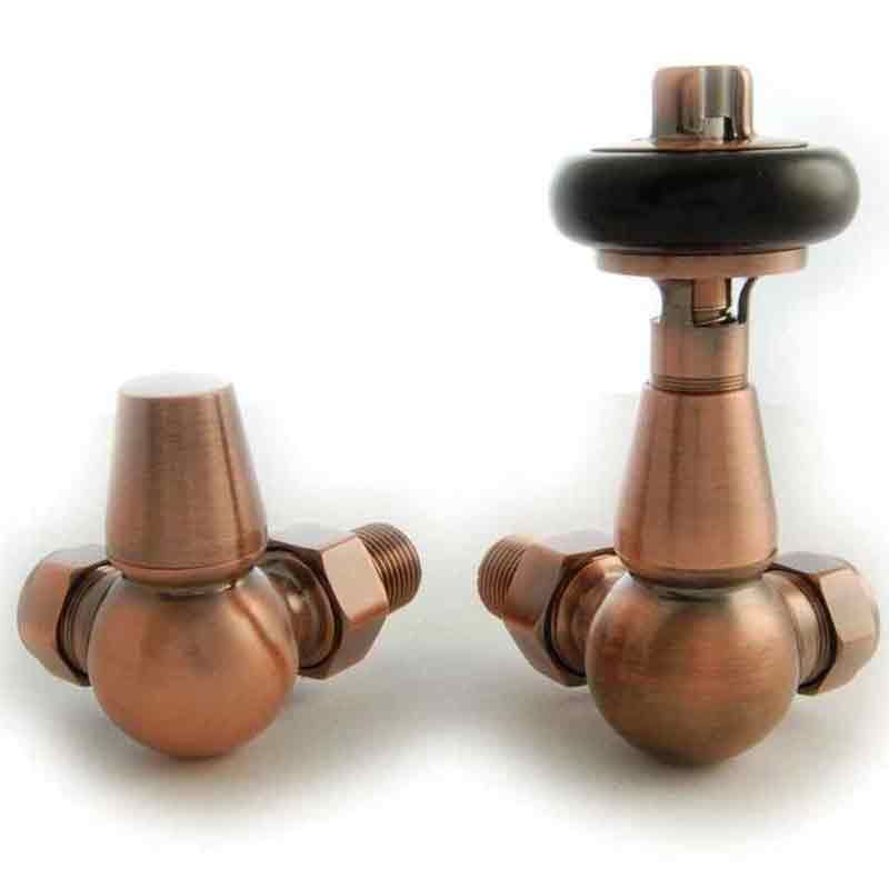 Towelrads Corner Manual Valve & Lockshield - Antique Copper - 129051 - TAP 'N' SHOWER