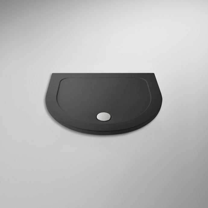 Nuie Pearlstone D - Shaped Bespoke Shower Tray 1050mm x 950mm - Slate Grey - TR71095 - TAP 'N' SHOWER