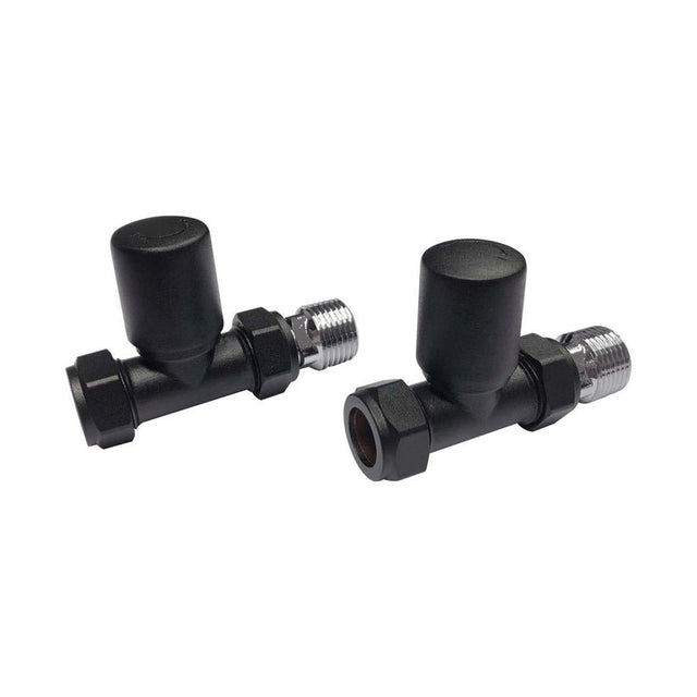 Scudo Radiator Valve Straight 15mm (Pair) - Black - TRV004 - TAP 'N' SHOWER