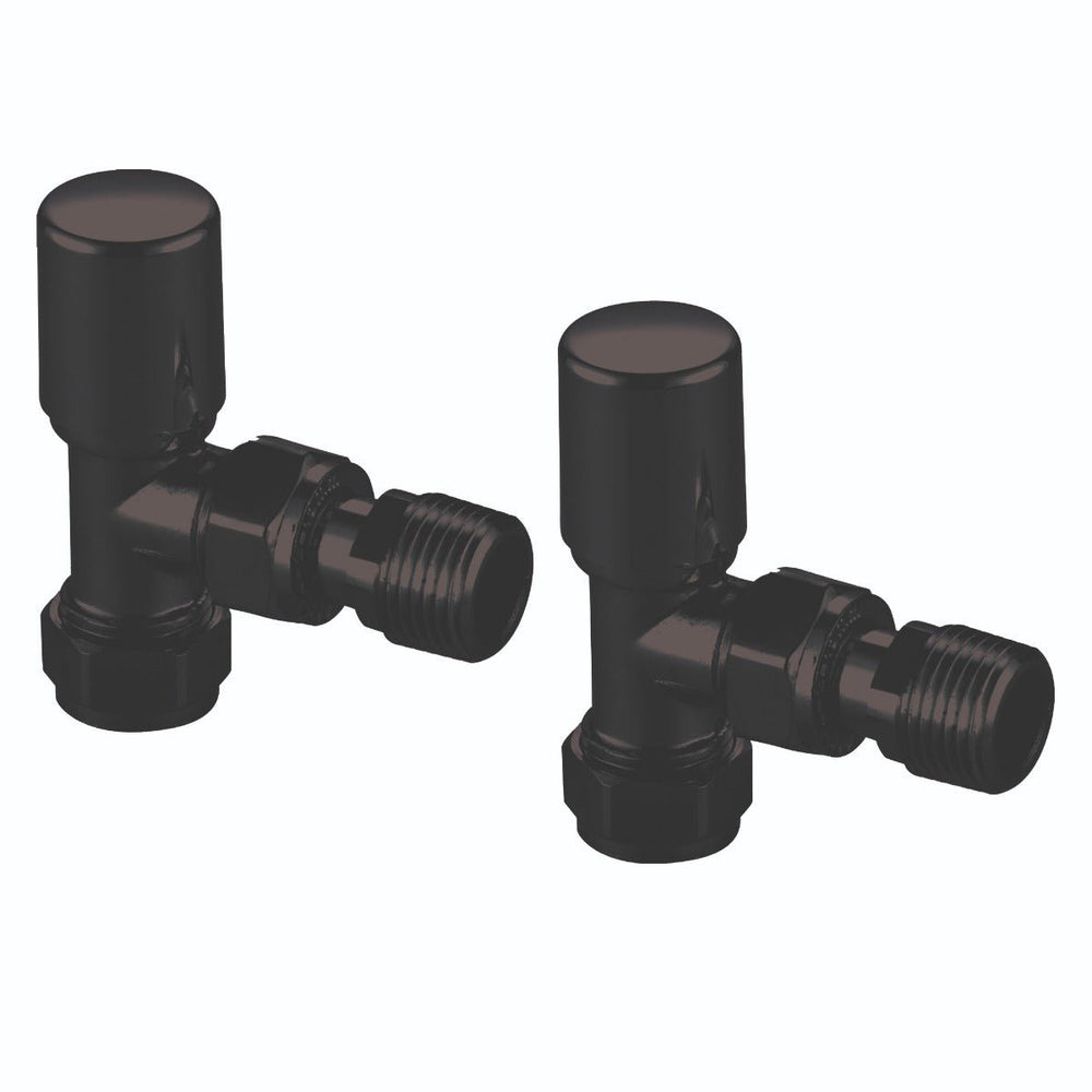 Scudo Radiator Valve Angled 15mm (Pair) - Black - TRV005 - TAP 'N' SHOWER