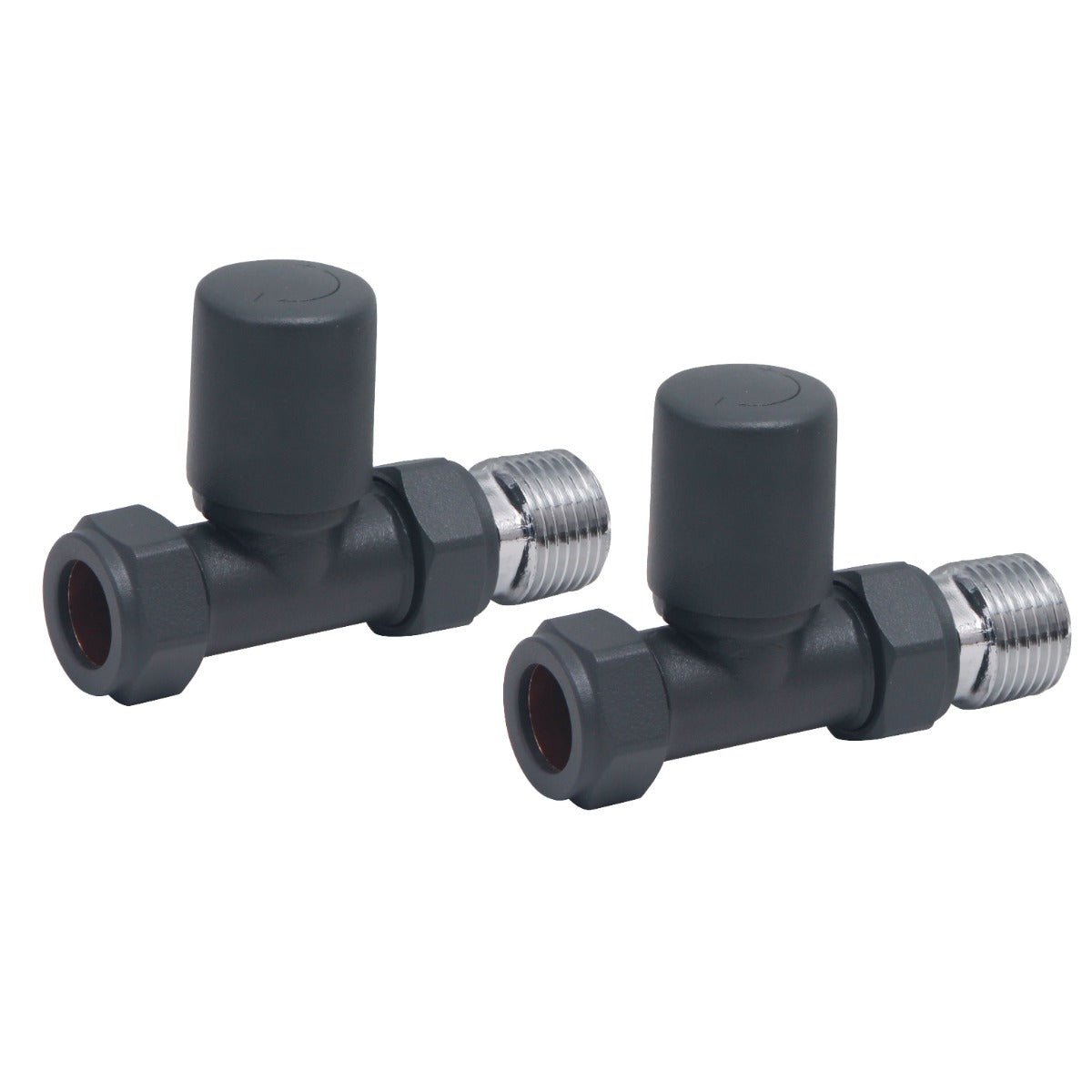 Scudo Radiator Valve Straight 15mm Pair - Anthracite - TRV007 - TAP 'N' SHOWER