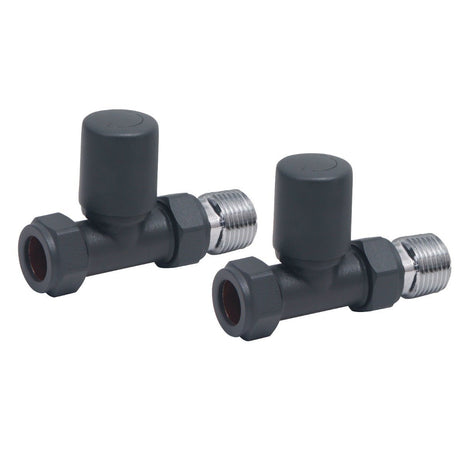 Scudo Radiator Valve Straight 15mm Pair - Anthracite - TRV007 - TAP 'N' SHOWER