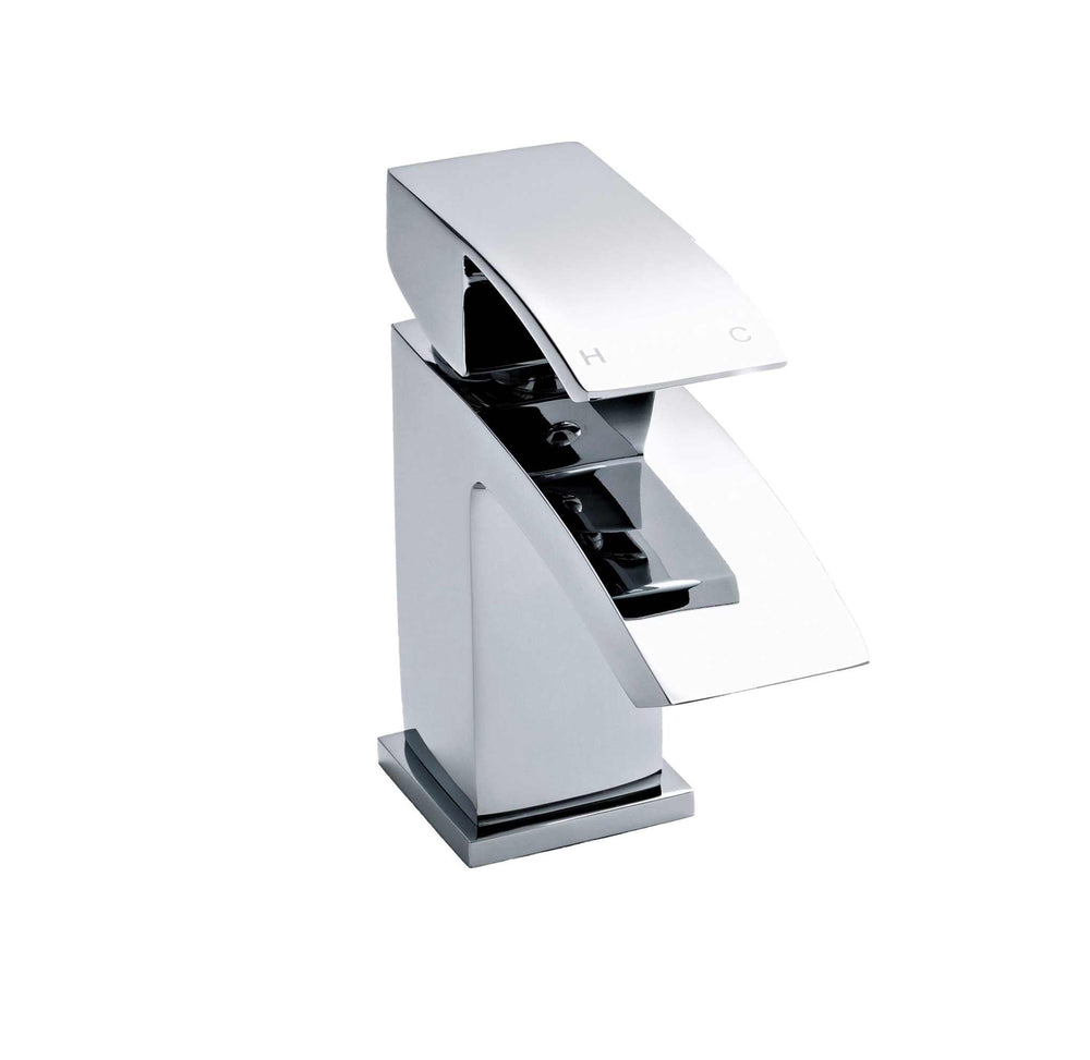 Nuie Push Button Waste Vibe Mini Mono Basin Mixer Tap - Chrome - TSI31