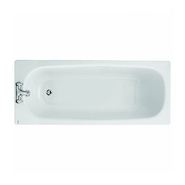 Twyford Celtic Bath 2 Tap Plain No Grips with Legs 1600×700 - White - BS1202WH - TAP 'N' SHOWER