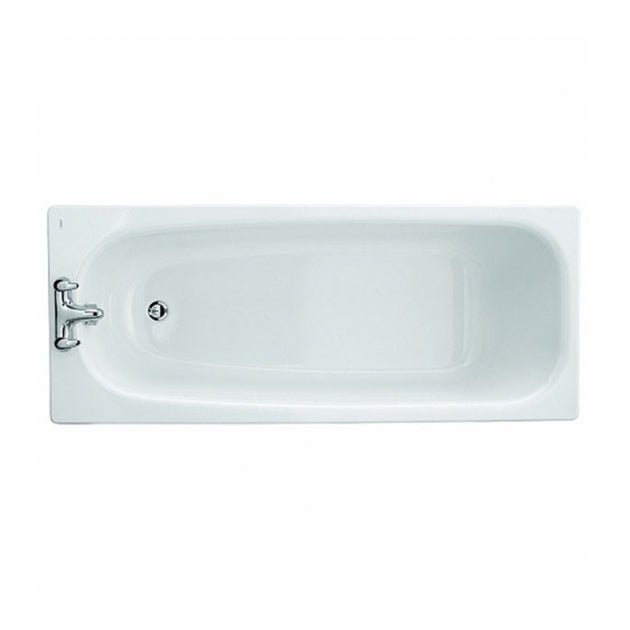 Twyford Neptune Bath 2 Tap Slip Resist No Grips 1700×700 - White - NE9592WH - TAP 'N' SHOWER