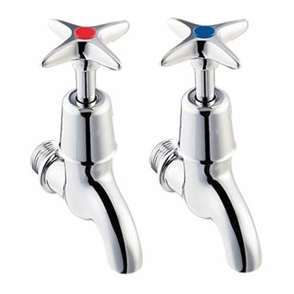 Twyford Sola 1/2″ Bib Taps Cross Head Pair - Chrome - SF2302CP - TAP 'N' SHOWER