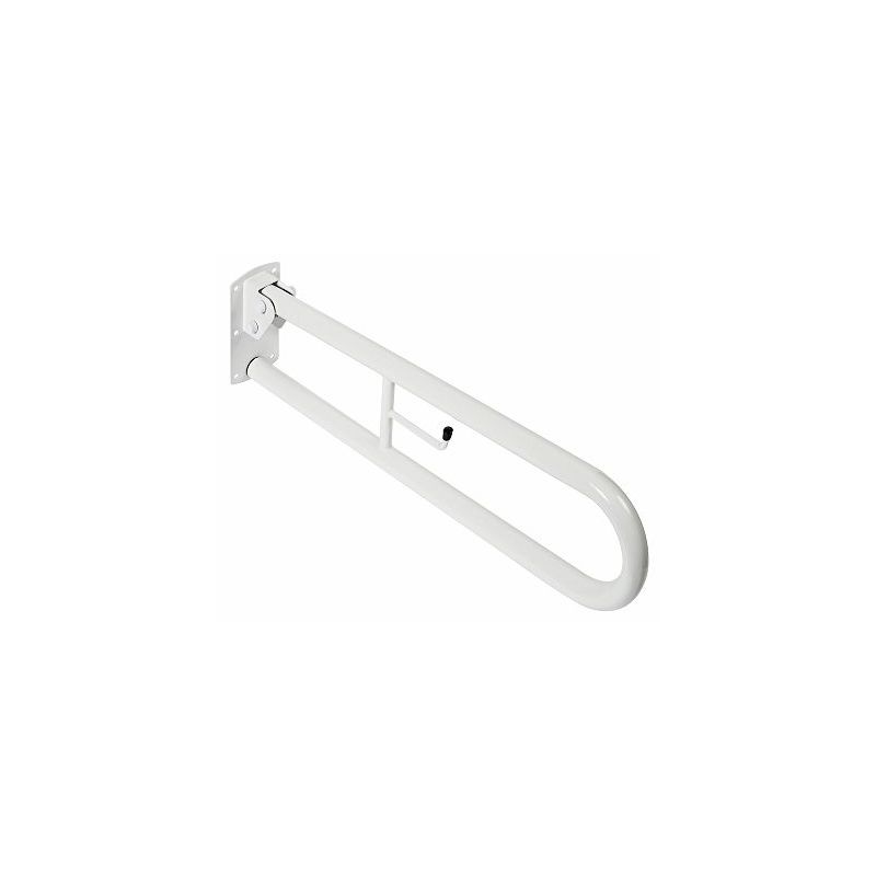 Twyford Doc M Hinged Support Rail with Toilet Roll Holder - White - SR5810WH - TAP 'N' SHOWER