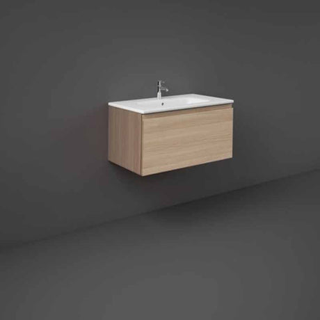 Rak Joy Uno Wall Hung Vanity Unit 800mm - Scandinavian Oak - UNOWH080SOK - TAP 'N' SHOWER