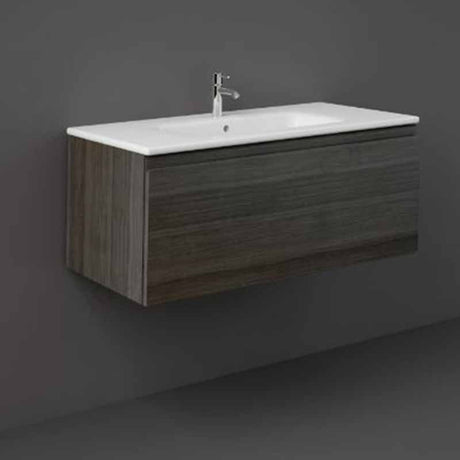 Rak Joy Uno Wall Hung Vanity Unit 1000mm - Moka Walnut - UNOWH100MOK - TAP 'N' SHOWER