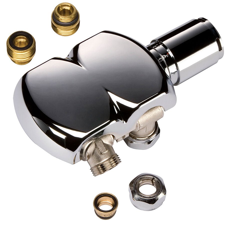 Ultraheat Interaxial Thermostatic Swivel Valve Pair with 15mm Tube Connectors and Domignon Sensor - Chrome - UNUDC927 - TAP 'N' SHOWER