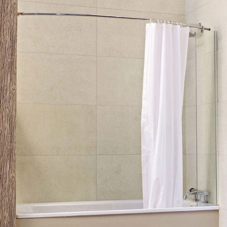Roman Lumin8 243 - 257mm x 1500mm High Mini Fixed Bath Screen with Curtain Rail - V8CC213S - TAP 'N' SHOWER