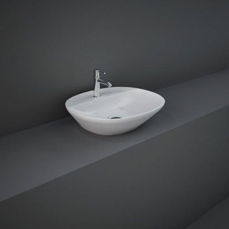 RAK Variant Oval Counter Top Wash Basin 1TH with Tap Ledge 500mm - Alpine White - VARCT25001AWHA - TAP 'N' SHOWER